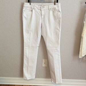 Ann Taylor white straight leg mid-rise jeans
